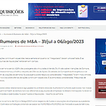 Humores & Rumores de M&A  31/jul a 06/ago/2023